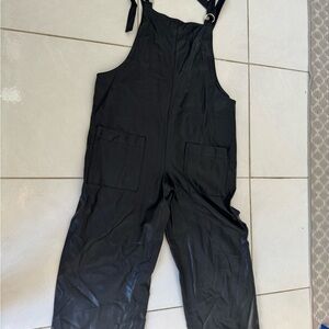 Black Overall with Pockets wide legs